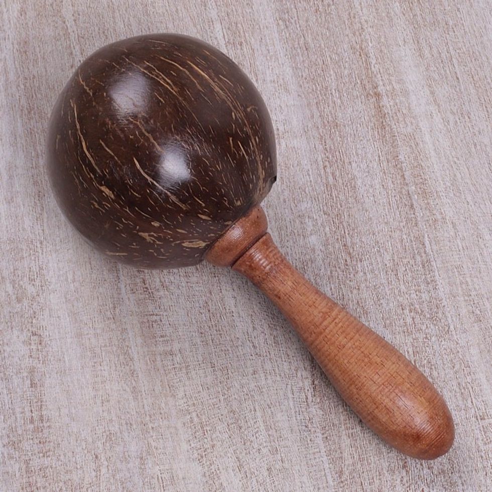 Handmade Coconut Shell Maraca 'Coconut Tune'