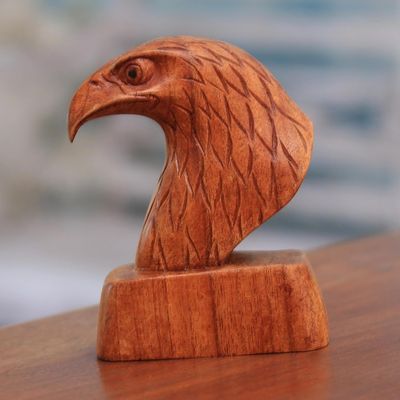 Alternate image for Suar Wood Eagle Head Sculpture from Bali Eagles Head