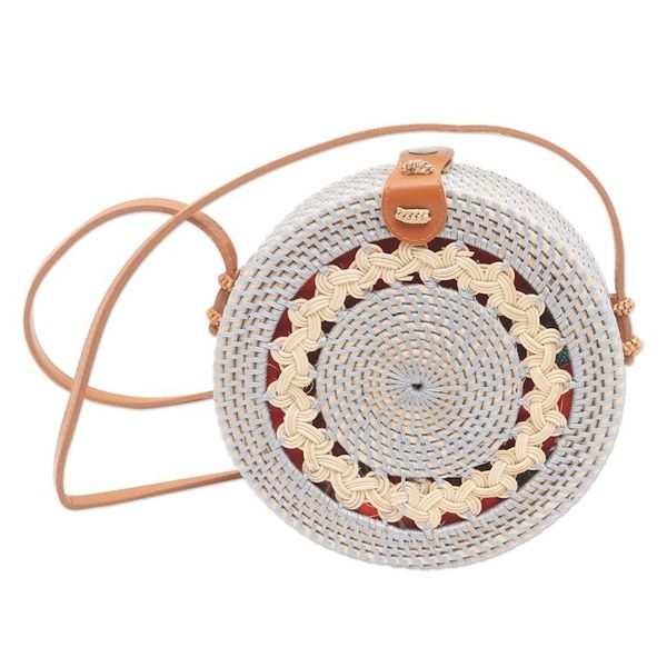 Alternate image for Bamboo and Faux Leather Sling Bag from Bali Braided Day in Grey