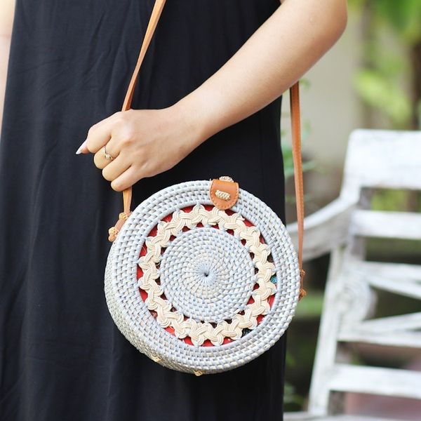 Alternate image for Bamboo and Faux Leather Sling Bag from Bali Braided Day in Grey