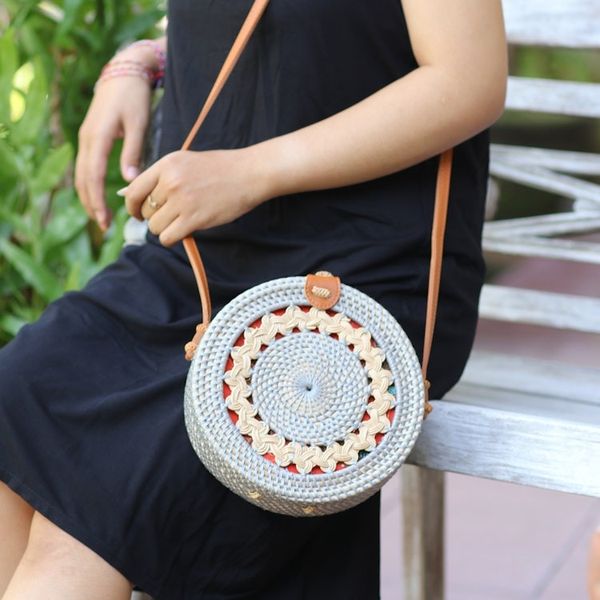 Alternate image for Bamboo and Faux Leather Sling Bag from Bali Braided Day in Grey