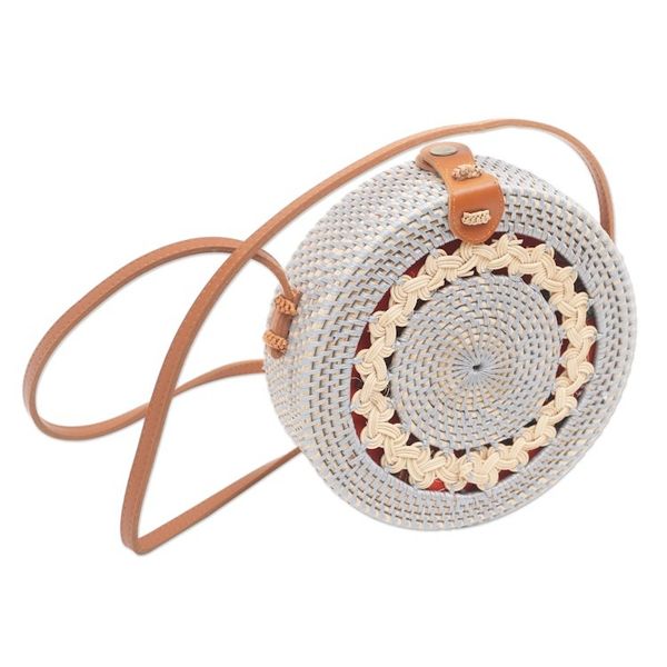 Alternate image for Bamboo and Faux Leather Sling Bag from Bali Braided Day in Grey