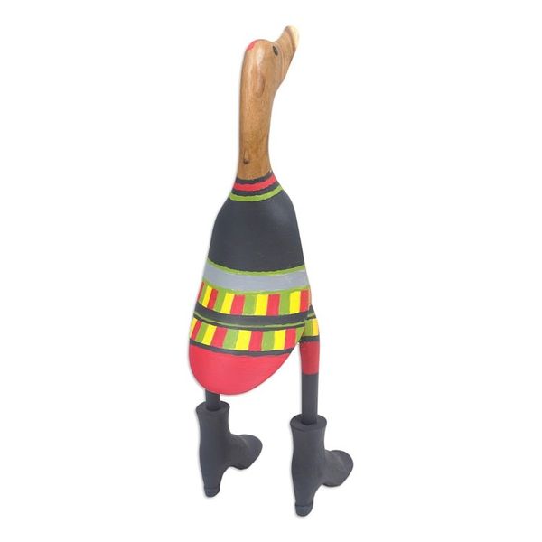 Alternate image for Handcrafted Wood Day of the Dead Duck Sculpture Duck Catrina
