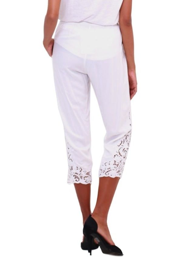 Alternate image for Floral Embroidered Rayon Pants in White from Bali White Padma Flower