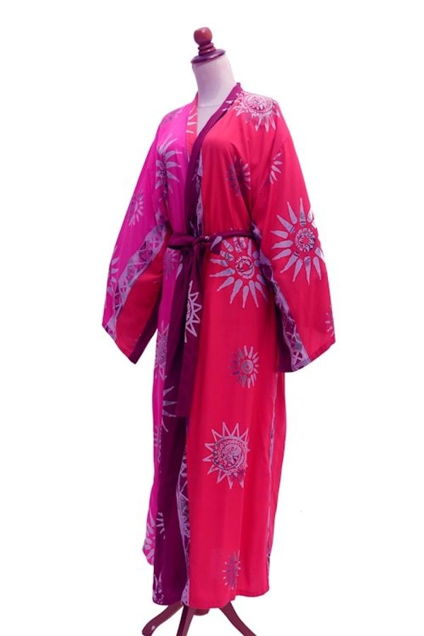 Alternate image for Hot Pink Batik Rayon Robe from Bali Bright Firework