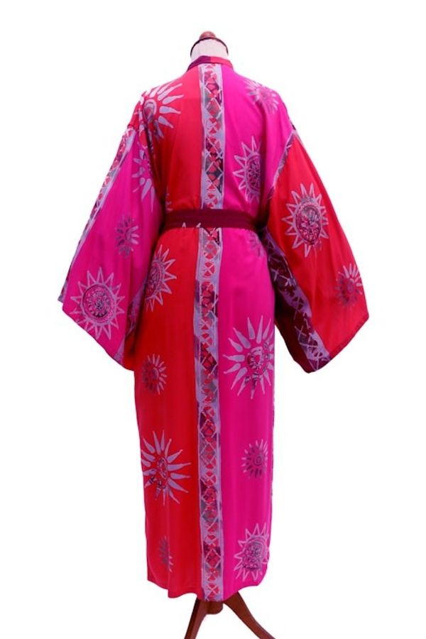 Alternate image for Hot Pink Batik Rayon Robe from Bali Bright Firework