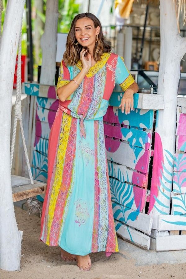 Alternate image for Hand Made Rayon Batik Maxi Skirt Bali Rainbow