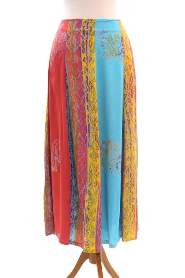 Alternate image for Hand Made Rayon Batik Maxi Skirt Bali Rainbow