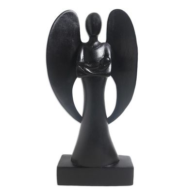 Alternate image for Suar Wood Guardian Angel Sculpture Babys Angel