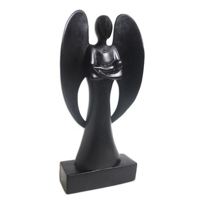 Alternate image for Suar Wood Guardian Angel Sculpture Babys Angel