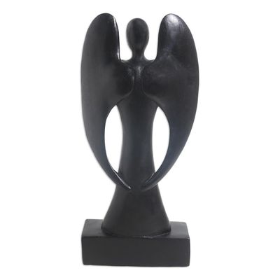 Alternate image for Suar Wood Guardian Angel Sculpture Babys Angel