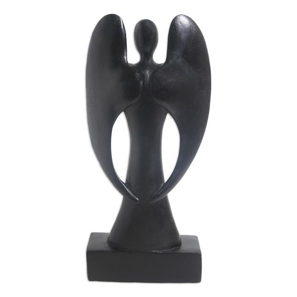 Alternate image for Suar Wood Guardian Angel Sculpture Babys Angel