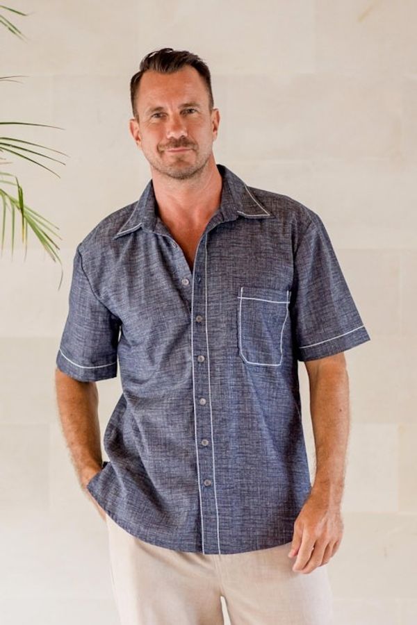 Alternate image for Mens Cotton Denim Casual Shirt Everyday Comfort