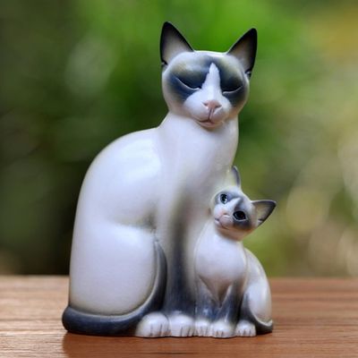 Alternate image for Wood sculpture Mom Cat