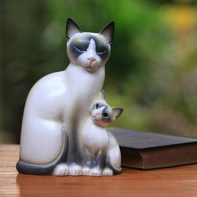 Alternate image for Wood sculpture Mom Cat