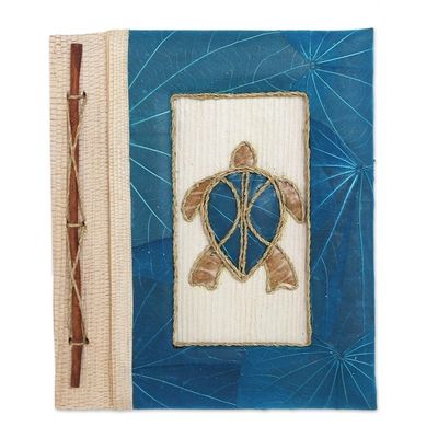 Alternate image for Blue Natural Fiber Turtle-Motif Journal Tortoise Thoughts in Blue
