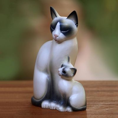 Alternate image for Wood sculpture Mom Cat