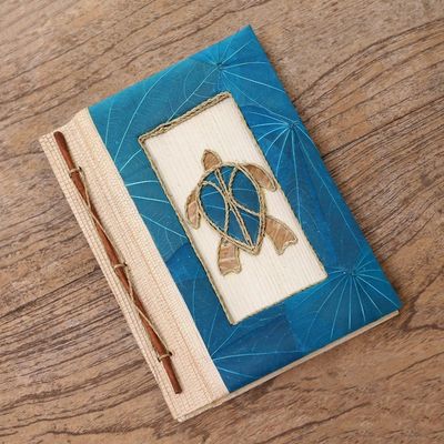 Alternate image for Blue Natural Fiber Turtle-Motif Journal Tortoise Thoughts in Blue