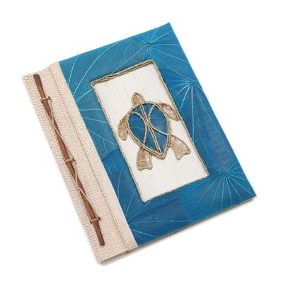Alternate image for Blue Natural Fiber Turtle-Motif Journal Tortoise Thoughts in Blue