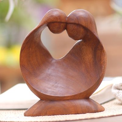 Alternate image for Mother and Daughter Suar Wood Statuette from Bali Blessed Bond
