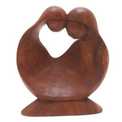 Alternate image for Mother and Daughter Suar Wood Statuette from Bali Blessed Bond