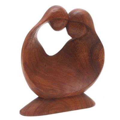 Alternate image for Mother and Daughter Suar Wood Statuette from Bali Blessed Bond