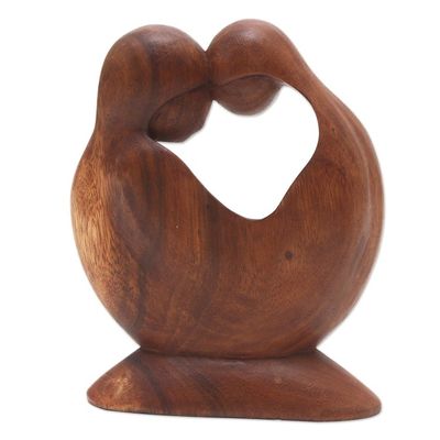 Alternate image for Mother and Daughter Suar Wood Statuette from Bali Blessed Bond