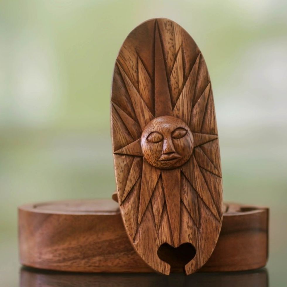 Sunshine Theme Wood Puzzle Box 'Balinese Sun'