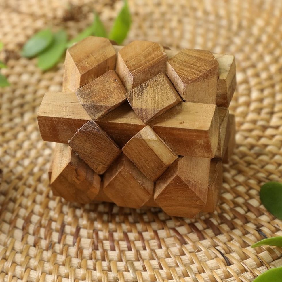 Artisan Crafted Recycled Teak Wood Puzzle from Bali 'Bizarre'