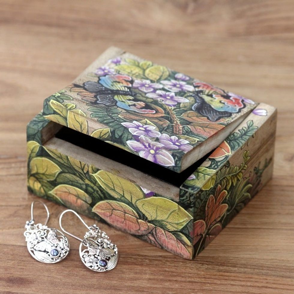 Unique Floral Jewelry Box 'Butterfly Garden'