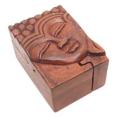 Alternate image for Hand Carved Buddha Motif Puzzle Box from Bali Glory of Buddha