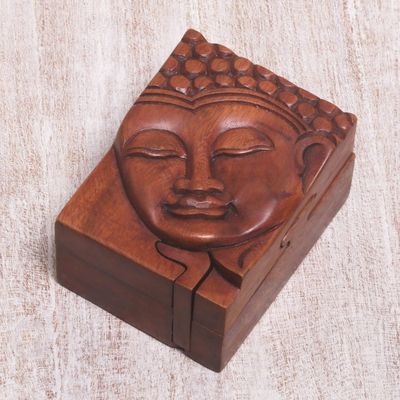 Alternate image for Hand Carved Buddha Motif Puzzle Box from Bali Glory of Buddha