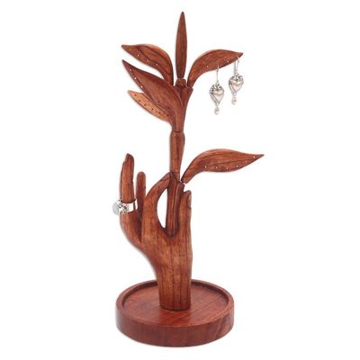 Alternate image for Hand Carved Jempinis Wood Jewelry Holder Plucked From Above