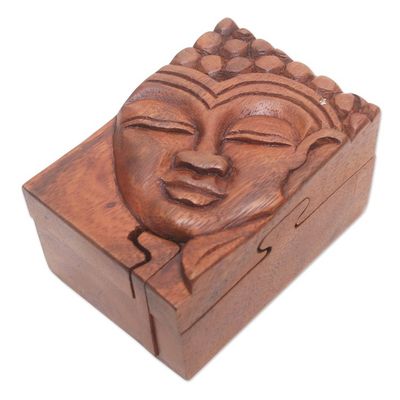 Alternate image for Hand Carved Buddha Motif Puzzle Box from Bali Glory of Buddha