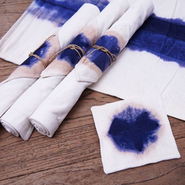 Alternate image for Hand Crafted Placemats and Coasters Set for 4 Indigo River