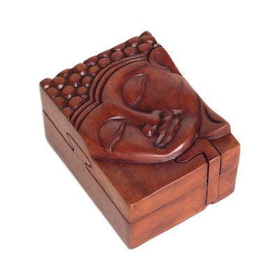 Alternate image for Hand Carved Buddha Motif Puzzle Box from Bali Glory of Buddha