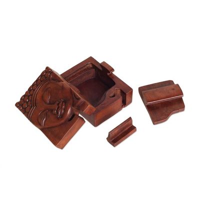 Alternate image for Hand Carved Buddha Motif Puzzle Box from Bali Glory of Buddha