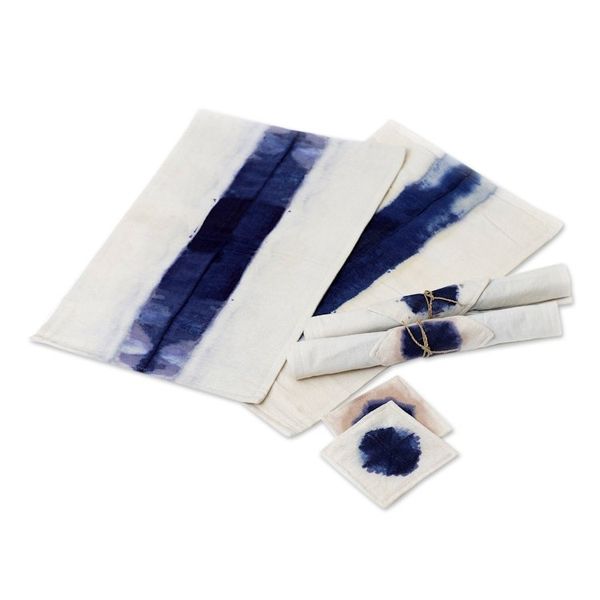 Alternate image for Hand Crafted Placemats and Coasters Set for 4 Indigo River