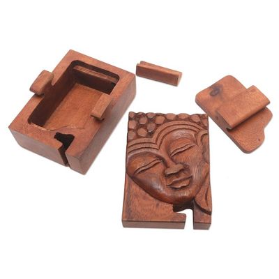 Alternate image for Hand Carved Buddha Motif Puzzle Box from Bali Glory of Buddha