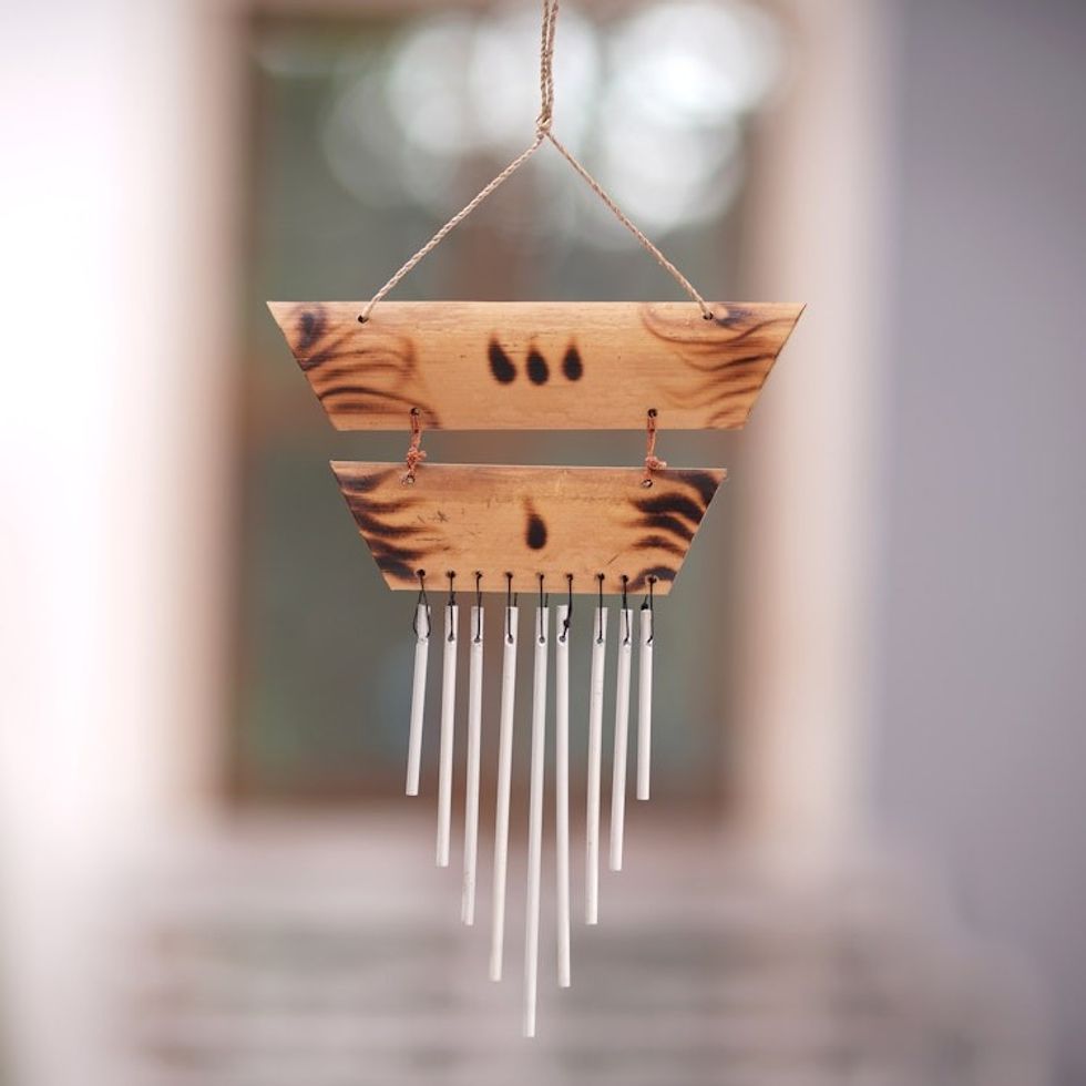 Balinese Handmade Bamboo and Aluminum Wind Chimes in Brown 'Melody of The Light'