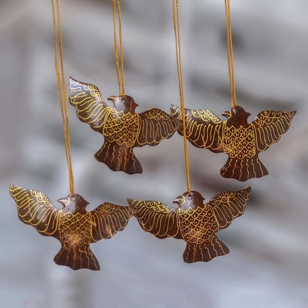 Alternate image for Coconut Shell Dove Ornaments from Bali Set of 4 Sacred Doves