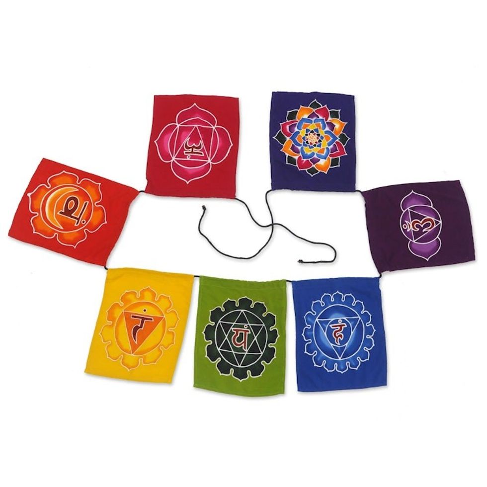 Hand-Painted Batik Rayon Bunting 'Old Chakra'