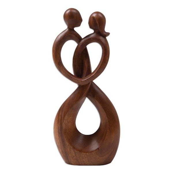 Alternate image for Artisan Hand-Carved Wood Sculpture Affectionate Relationship