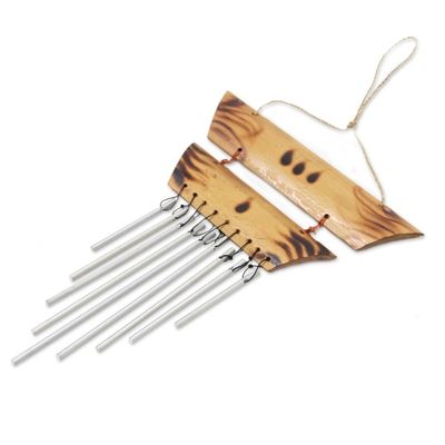 Alternate image for Balinese Handmade Bamboo and Aluminum Wind Chimes in Brown Melody of The Light