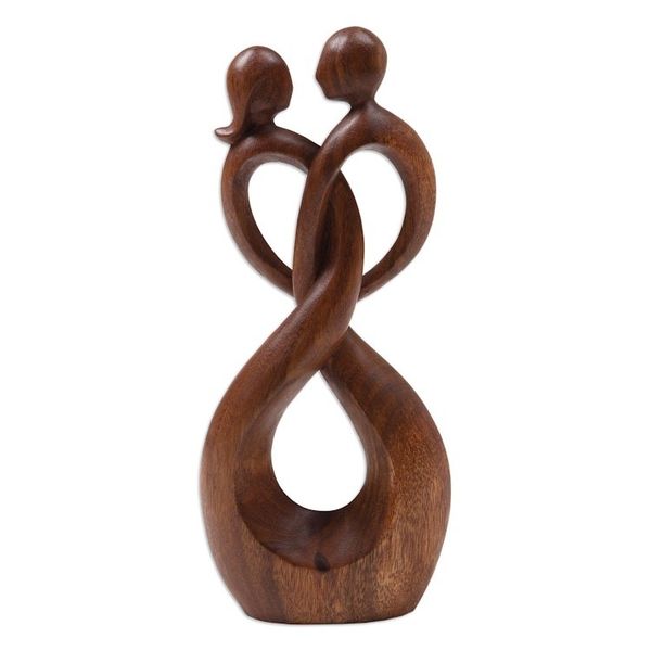 Alternate image for Artisan Hand-Carved Wood Sculpture Affectionate Relationship