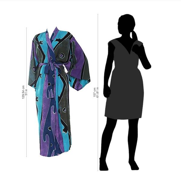 Alternate image for Womens Handcrafted Batik Robe Seaside Blue