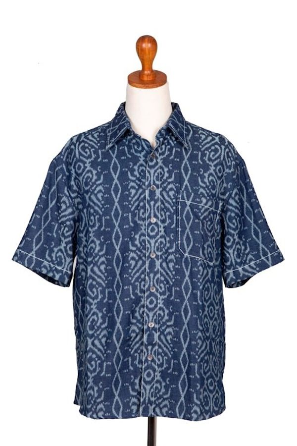 Alternate image for Mens Handmade Cotton Ikat Shirt Best Man