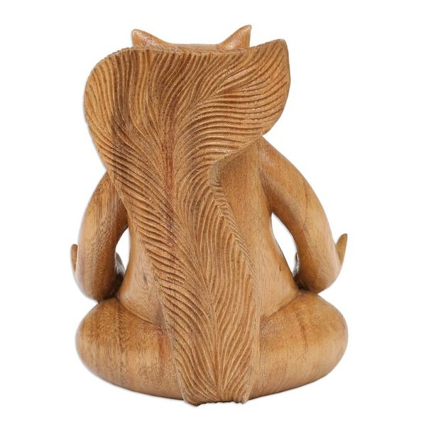 Alternate image for Hand-Carved Polished Suar Wood Squirrel Statuette from Bali Prudent Master