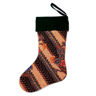 Alternate image for Batik Cotton Stocking in Midnight from Bali Parang Holiday