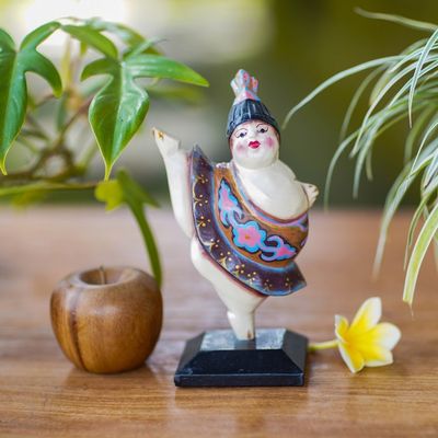 Alternate image for Artisan Crafted Wood Ballerina Statuette from Bali Ballet Dancer III